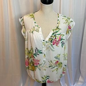 18 SOHO Floral Cottagecore Blouse XL Ruffle Sleeves Romantic Top